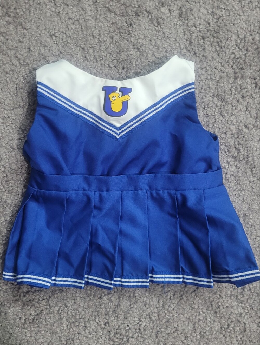 Build-A-Bear Blue Pleated Cheerleader Dress with White Trim